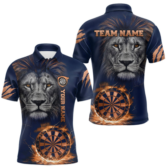 Maxcorners Custom Fire Flame Orange Dartboard Funny Lion Men Dart Jerseys Outfits Dart Polo & 1/4-Zip Shirt