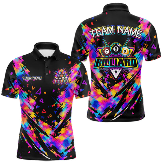 Maxcorners Personalized Colorful Paint Billiard Ball Shirt For Men Custom Billiard Pool Team Jersey LM1705
