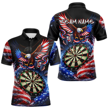 Maxcorners Eagle Dartboard US Flag Freedom Darts Polo Shirt Personalized Patriotic Men Dart Jerseys LM2201