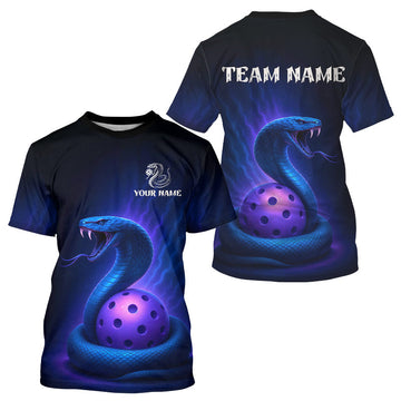 Maxcorners Custom Purple And Blue Cobra Pickleball Ball T-Shirt For Men Outfits Pickleball Jersey LM1501