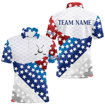 Maxcorners Mens Golf Polo Shirts Star Pattern Custom Patriotic Golf Team Shirts For Men, Golf Gifts LM1903