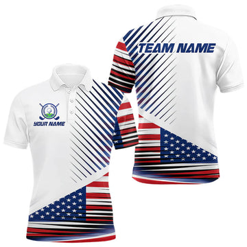 Maxcorners Patriotic Mens Golf Shirts Golf Clothing Custom American Flag Polo Shirt, Gifts For The Golfer LM2603