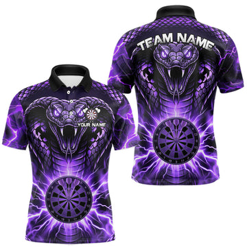 Maxcorners Thunder Lightning Purple Cobra Snake Dart Shirts For Men Custom Team Outfit Darts Jerseys