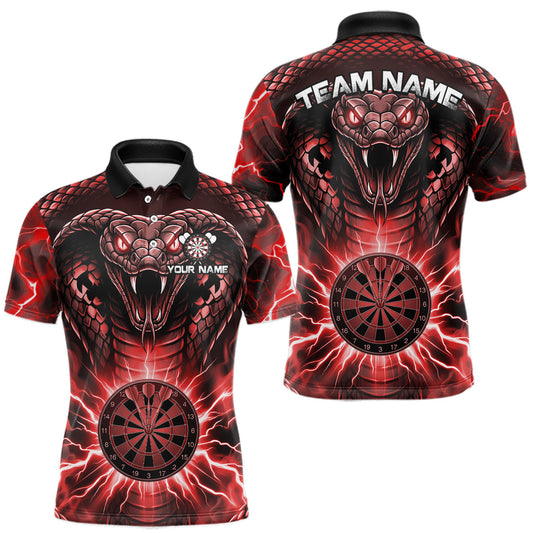 Maxcorners Thunder Lightning Red Cobra Snake Dart Shirts For Men Custom Team Outfit Darts Jerseys