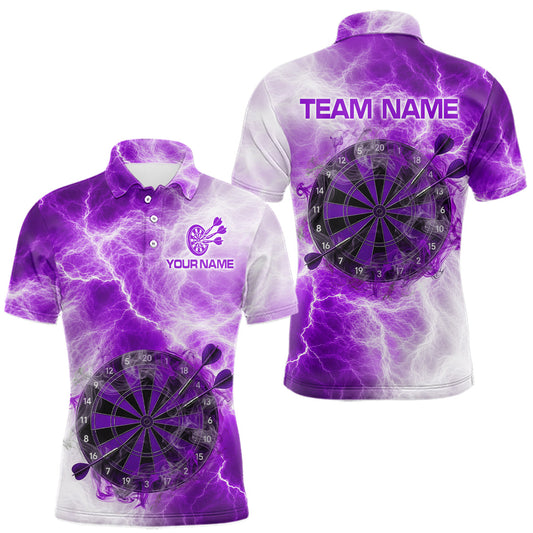 Maxcorners Personalised Purple And White Smokes Men Dart Shirts Custom Thunder Darts Team Shirt For Players
