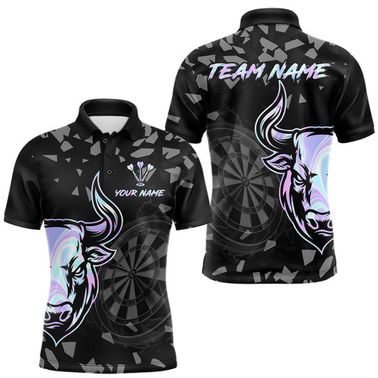 Maxcorners Bull & Dartboard Custom Grunge Men's Darts Polo Shirt Holographic Darts Team Jersey