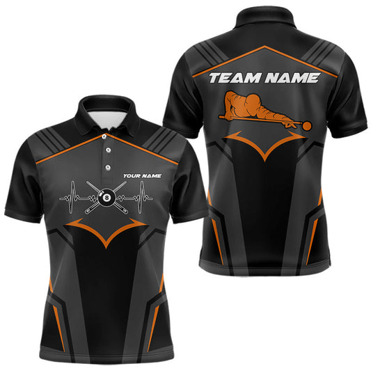 Maxcorners Custom 8 Ball Pool Team Shirts Men's Billiard Attire Personalized Billiard Ballls Gifts|Orange LM1904