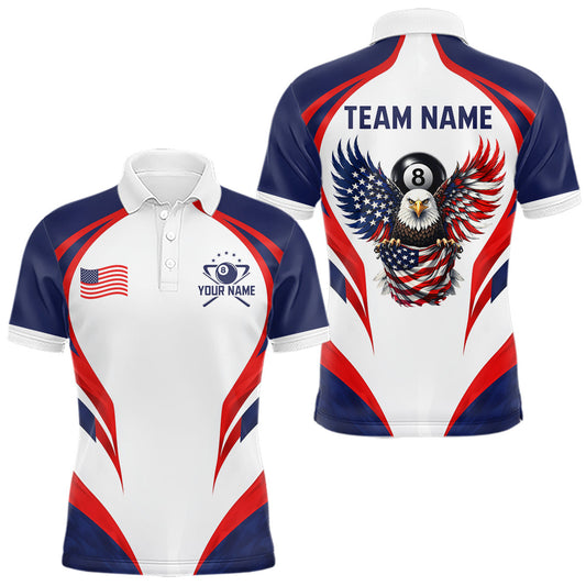 Maxcorners Custom 250 Years Freedom Eagle 8 Ball Pool Billiard Shirt For Men Patriotic Billiard Apparel LM0402