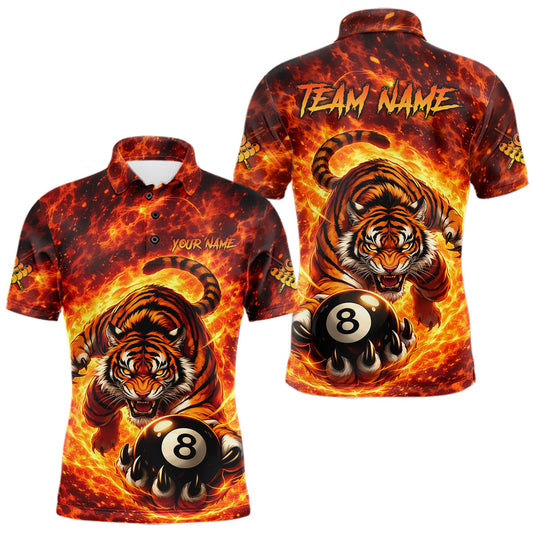 Maxcorners Red Flames Wolf Claw Hold 8 Ball 3D Unique Billiard Shirt For Men Personalized Pool Balls Shirts