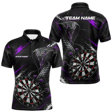 Maxcorners Custom Black And Purple Grunge Cobra Dart Polo Quarter Zip For Men, Cobra Dart Team Tournament Shirt