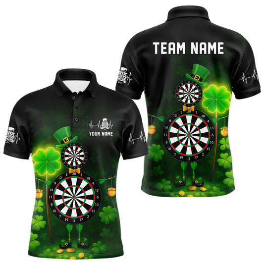 Maxcorners Personalized Funny Dartboard Patrick Day Men Darts Polo Shirts Shamrock Dart Team Gifts LM1112
