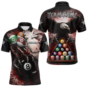 Maxcorners Red Grunge Eagle 8 Ball Billiard Pool Shirt For Men Custom Claws Billiard Attire Team Jersey LM1104