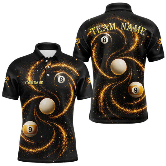 Maxcorners Black And Yellow Galaxy Billiard Pool Jersey Custom 8 Ball & 9 Ball Billiard Shirt For Men