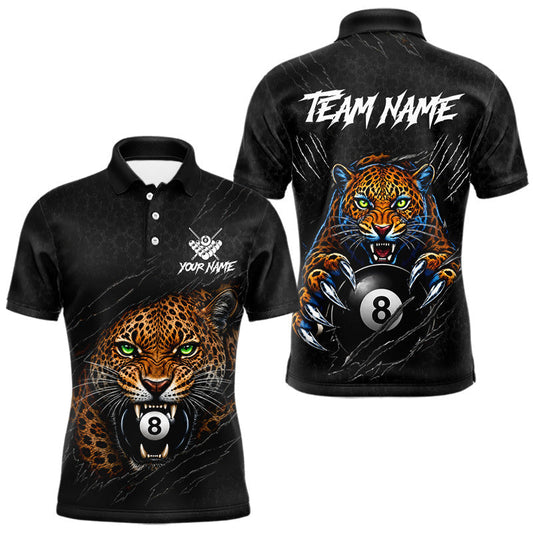 Maxcorners Funny Tiger 8 Ball Pool Billiard Shirt Personalized Black Leopard Claws Billiard Attire For Men