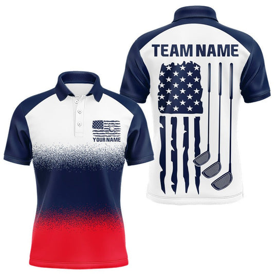 Maxcorners Mens Golf Polo Shirts Us Flag Custom Red, White And Blue Golf Team Patriotic Golf Clothings LM2306