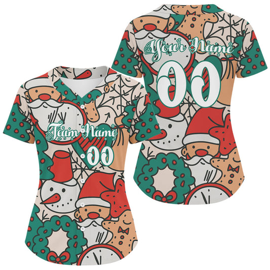 Maxcorners Custom Colorful Funny Christmas Baseball Shirt For Men Xmas Tree Baseball Team Jerseys LM0910