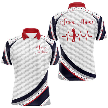 Maxcorners Red, White And Blue Star US Flag Golf Polos Shirts For Men Custom Patriotic Mens Golf Attire LM1903
