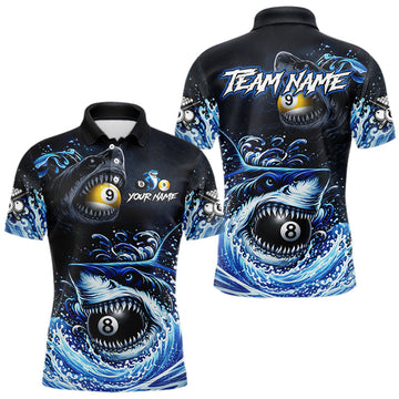 Maxcorners Funny Shark Waving Pool 8 Ball & 9 Ball Billiard Shirt For Men Personalized Ball Billiard Attire