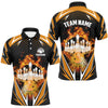 Maxcorners Orange Bowling Shirt Camo Bowling Shirt Customized Flame Bowling Jersey Unisex Polo Shirt For Men And Women