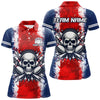 Maxcorners Personalized Bowling Shirt For Men Skull Bowling Jersey Us Flag Bowling Polo Shirt Unisex