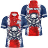 Maxcorners Personalized Bowling Shirt For Men Skull Bowling Jersey Us Flag Bowling Polo Shirt Unisex