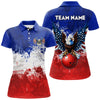 Maxcorners Eagle Bowling Shirt Patriotic Polo Bowling Jersey Us Bowling Gift For Bowlers