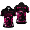 Maxcorners Pink Flame Dragon Bowling Shirt Custom Strike Bowling Team Jersey for Men Uniform LM2707