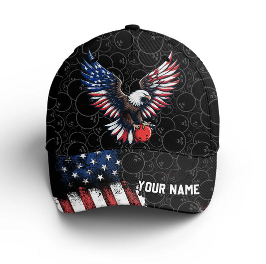 Macorners Personalized Bowling 3D Cap, Custom Bowling Hat for Men Women, Bowling Pin & Ball Cap with Name