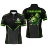 Maxcorners Personalized St Patrick Day Bowling Shirt Quarter-Zip Green Bowling Jersey Team League