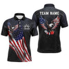 Maxcorners Personalized Us Flag Bowling Shirt Eagle Bowling Jersey Polo Shirt Bowling