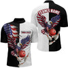 Maxcorners American Eagle Polo Bowling Shirt Custom Black & White Bowling Jersey for Men And Women