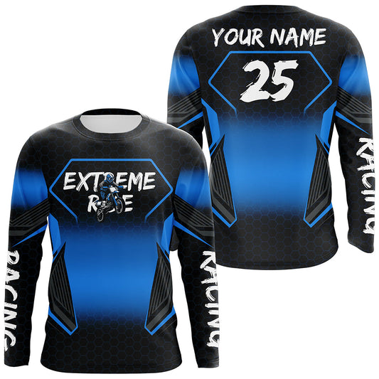 Maxcorners Custom Motocross Jersey Kid Men Women Upf30+ Blue Dirt Bike Shirt MX Off-Road Rider Motorcycle MT2809