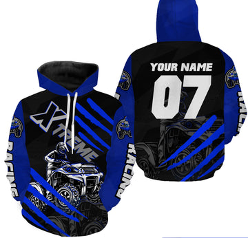 Maxcorners Personalized Blue ATV Quad Hoodie Men Women ATV Motocross Hooded Jersey Extreme Off-Road MT2709