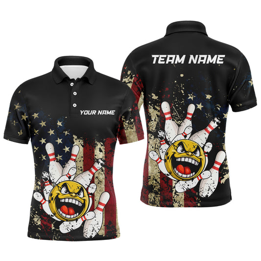 Maxcorners Custom American Bowling Shirt Men Funny Bowling Jersey Team League Bowling Polo Shirt
