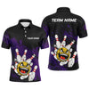 Maxcorners Custom Bowling Shirt Men Funny Bowling Jersey Team League Bowling Polo Shirt | Purple