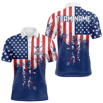 Maxcorners Custom Patriotic Golf Polo Shirts for Men Women Team Golf Shirts Personalized LM1812