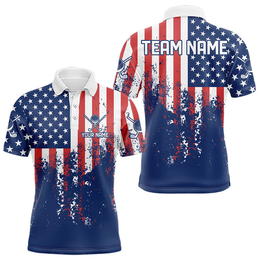 Maxcorners Custom Patriotic Golf Polo Shirts for Men Women Team Golf Shirts Personalized LM1812
