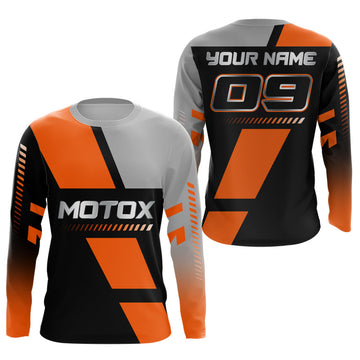 Maxcorners Orange Motocross Racing Jersey Custom Dirt Bike Shirt for Kid Women Men Off Road LM2809