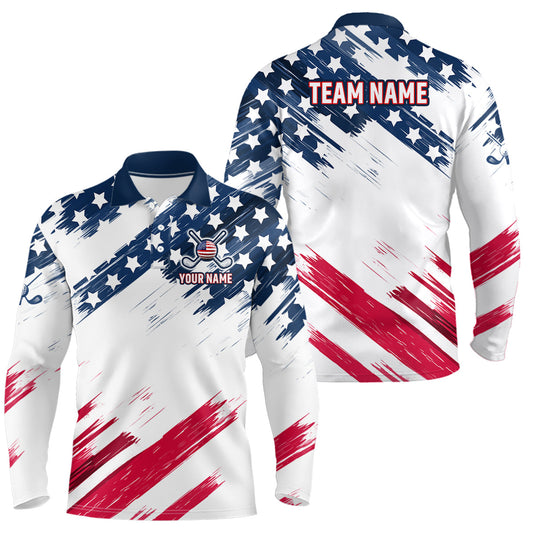 Maxcorners Custom Patriotic Golf Polo Shirt US Flag Golf Shirts for Men Women TeamMT0306