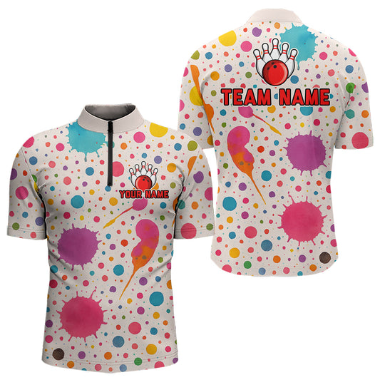Maxcorners Ink Watercolor Pink Bowling Shirt for Men Women Custom Team Bowling Jersey LM1506
