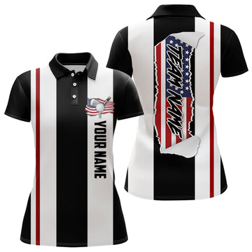 Maxcorners Custom Patriotic Golf Polo Shirt American Flag Golf Polo For Women Golf Shirt