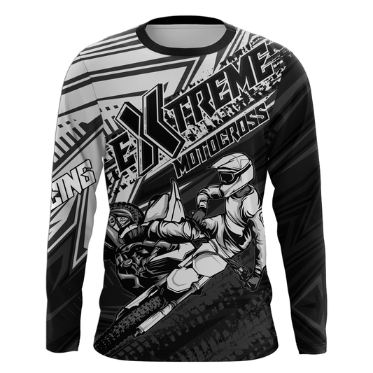 Maxcorners White Black Motocross Racing Jersey Upf30+ Kid Men Women Dirt Bike Shirt Off-road Jersey MT2709