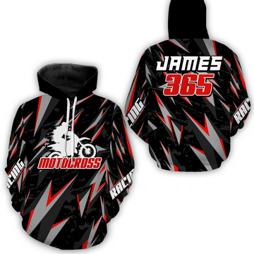 Maxcorners Custom Motocross Racing Hoodie Jersey Biker Men Women Dirt Bike Hoodie Zip Black MT2709