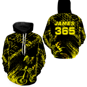 Maxcorners Yellow Motocross Hoodie Jersey Custom for Men Women Motorcycle Dirt Bike Hoodie Zip LM2809