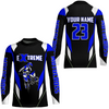 Maxcorners Motocross Racing Jersey Blue Off-road Riding Dirt Bike Shirt For Kid Men Women MT2709