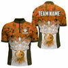Maxcorners Orange Bowling Shirt For Men 3D Custom Name Bowling Jersey Shirts Team Polo & Quarter-Zip