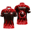 Maxcorners Personalized Red Flaming 8 Ball Pool Men Billiard Polo & 1/4 Zip Shirts, Billiard Shirt, Billiard Team Jerseys For Team