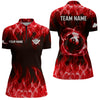 Maxcorners Personalized Red Flaming 8 Ball Pool Men Billiard Polo & 1/4 Zip Shirts, Billiard Shirt, Billiard Team Jerseys For Team