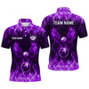 Maxcorners Personalized Purple Eagle Flaming 8 Ball Pool Bliiard Polo & 1/4 Zip, Billiard Shirt for Men, Billiard Team Jerseys LM133