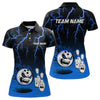 Maxcorners Personalized Blue Funny Crazy Bowling Shirt For Men & Women Bowling Jersey Shirts Polo & Quarter- Zip Bowling League
